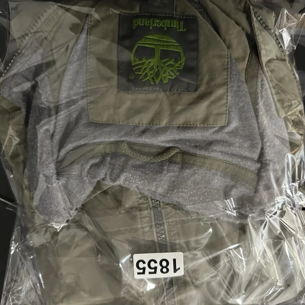VTG Timberland Full Zip Windbreaker Jacket L Olive‎ Green Gorpcore Cabincore